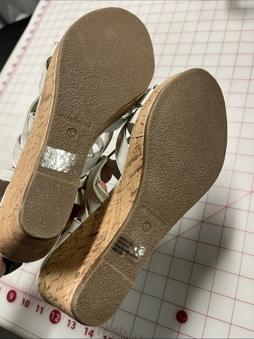 Kelly & KATIE NIB Summer Bridal Leather White Strappy Cork 3.5